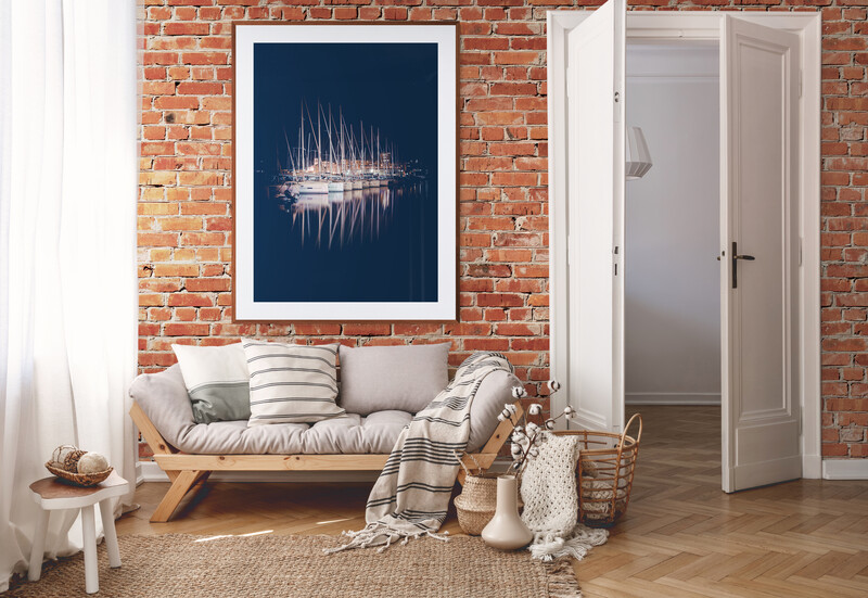 sailboats in Marseille harbour at night