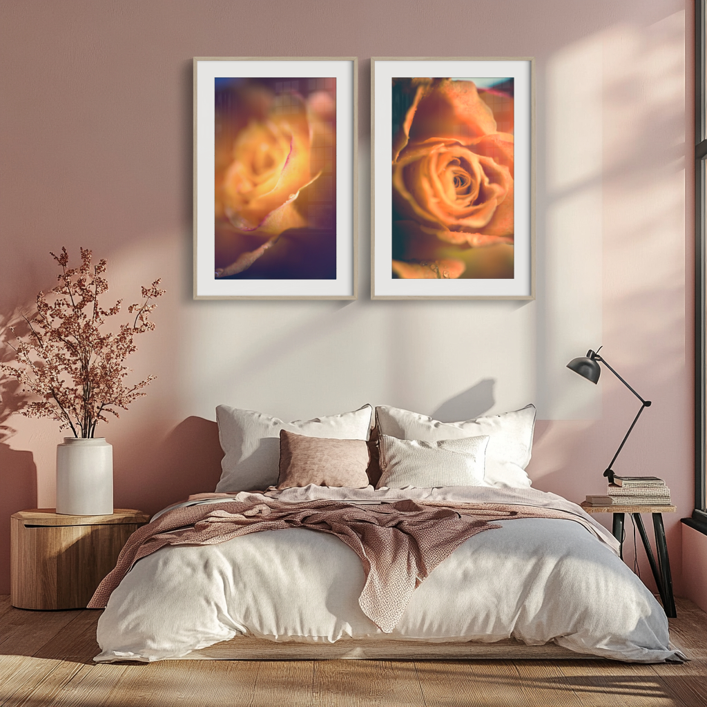 Signpost image of an orange rose in macro for the category 'Botanicals'